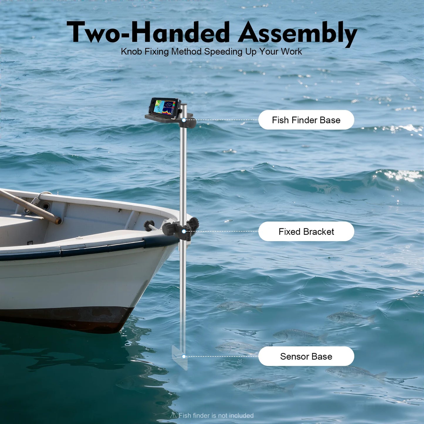 Portable Transducer Mount Universal 360° Adjustable Rotating Fish Finder Mount Transducer Pole Mount for Boat Canoe Kayak