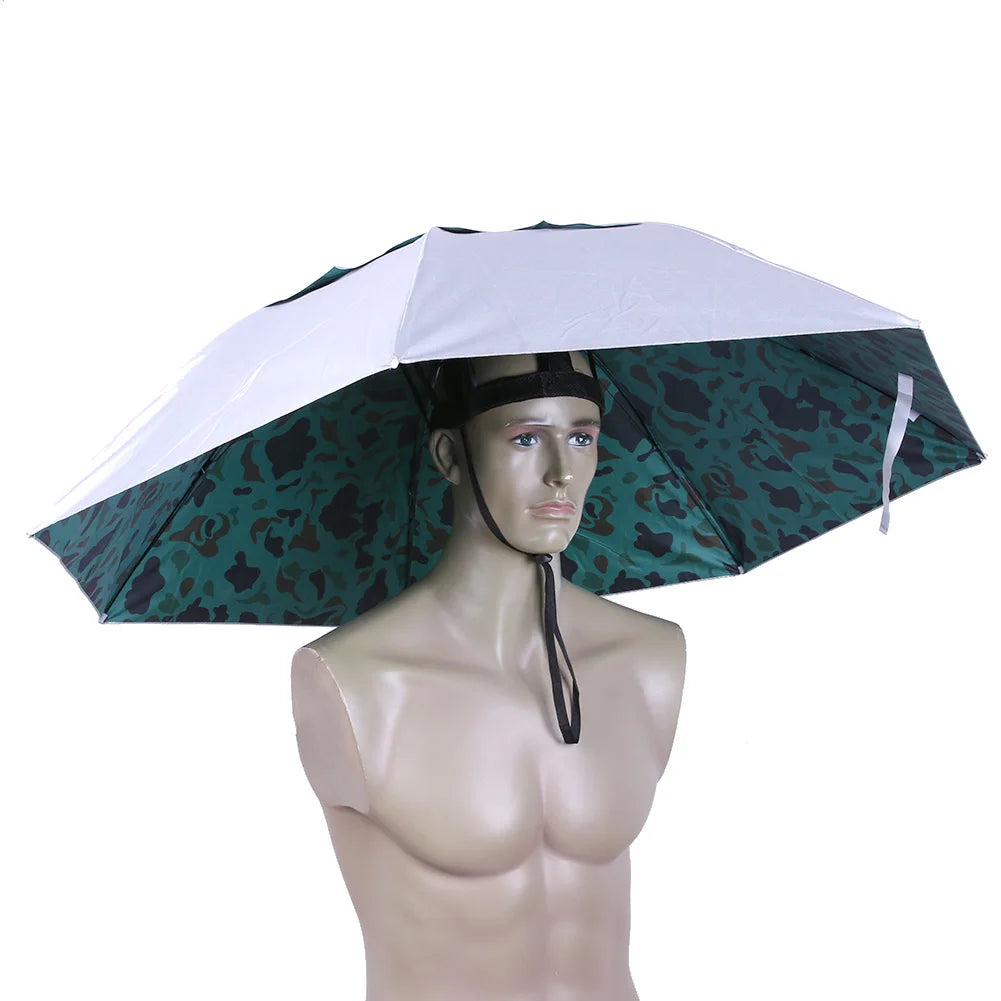 Outdoor Foldable Head Umbrella Hat Headwear Sun Cap Rainproof Anti-Sun Fishing Golf Cycling Hiking Camping Shade Umbrella Hat