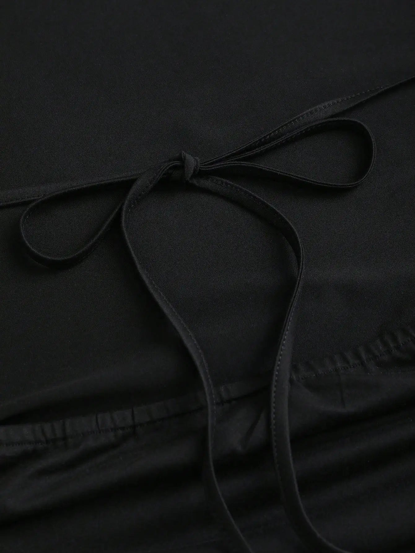 Black Plunging Neck Halter Tie Back Sleeveless Bodycon Mini Dress
