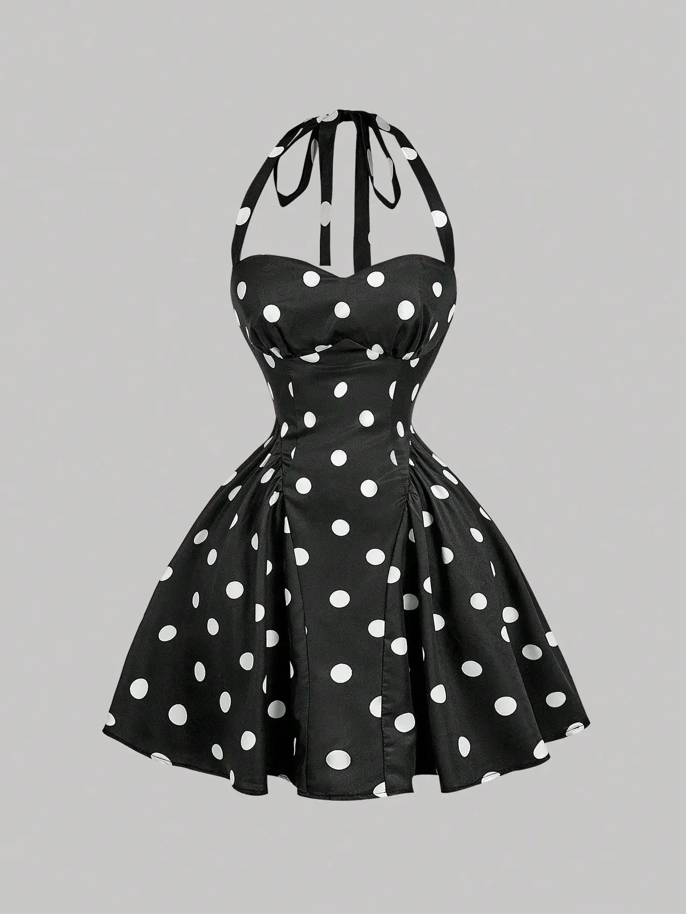 Romantic Floral Print Halter Dress For Women Summer Mini Dress A-Line Fit And Flare