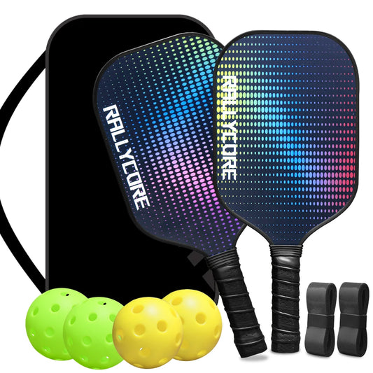 Pickleball Paddles Set of 2  Fiber Glass Pickleball Paddle Friction Surface Pickleball Rackets Set for Men Women