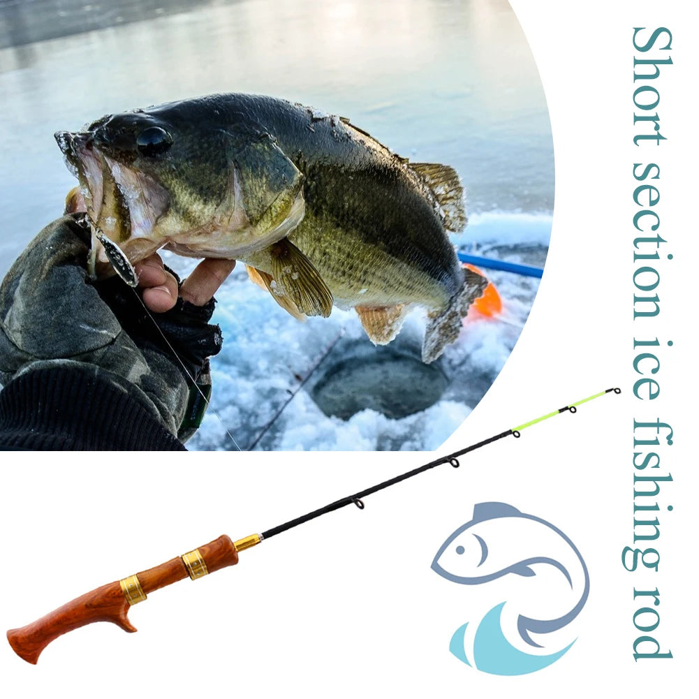 Ice Fishing Rod Fishing Pole Winter Fish Tackle Outdoor Wooden Handle River Shrimp Carp Portable Easy Fishing Carrying
