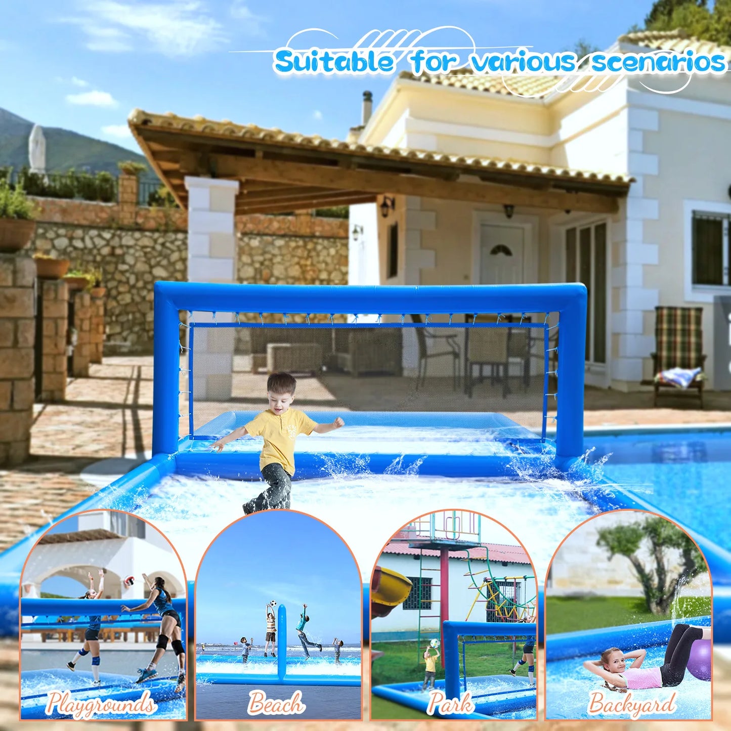 33ft Inflatable Volleyball Court Outdoor Water Volleyball Pool For Sports Game Commercial children's playground