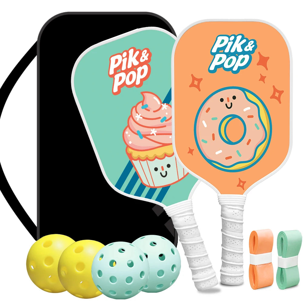 Pickleball Paddles Set of 2 with 4 Balls  Carry Bag  Premium Honeycomb Core Paddles for Indoor  Outdoor Play for Adults andYouth