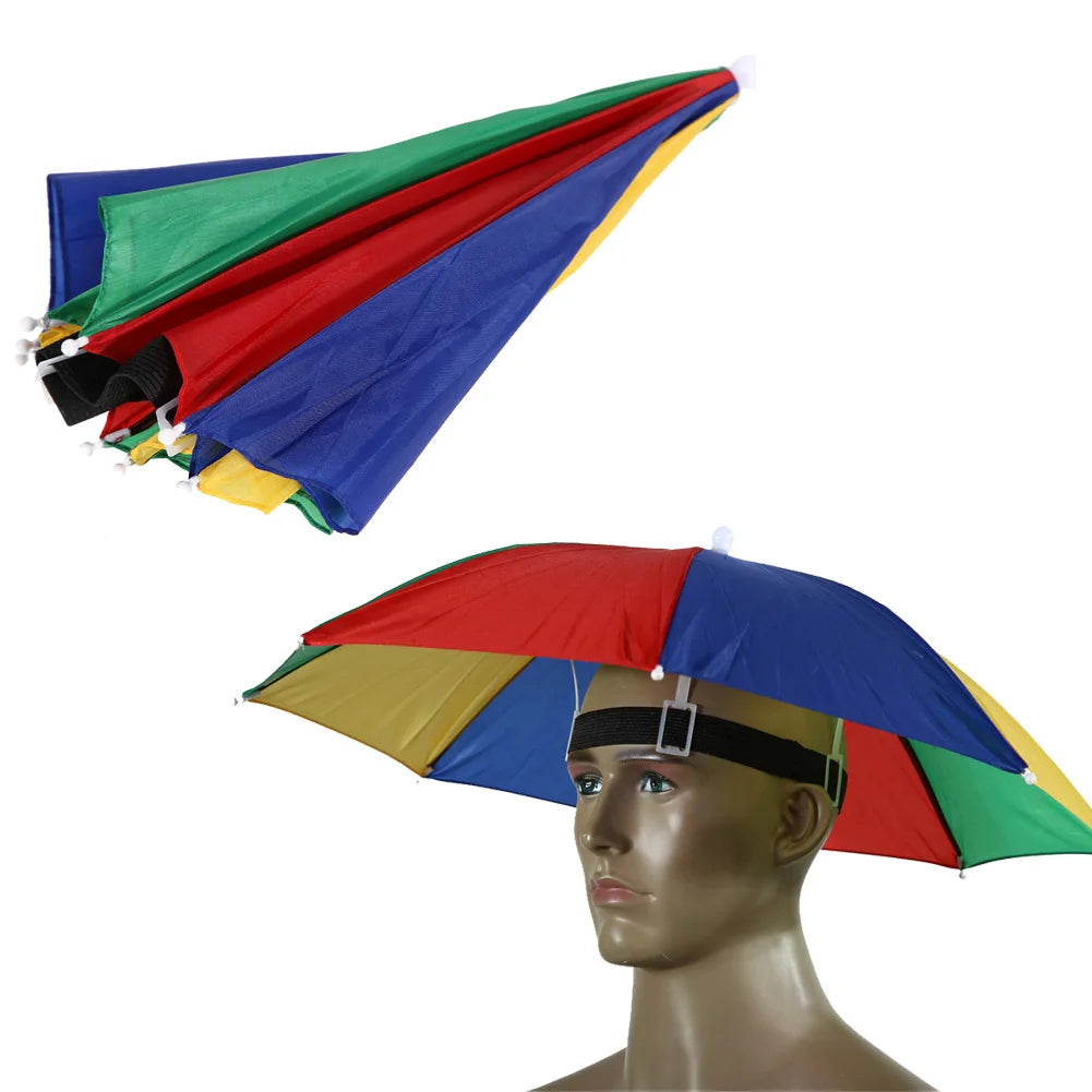 Outdoor Foldable Head Umbrella Hat Headwear Sun Cap Rainproof Anti-Sun Fishing Golf Cycling Hiking Camping Shade Umbrella Hat