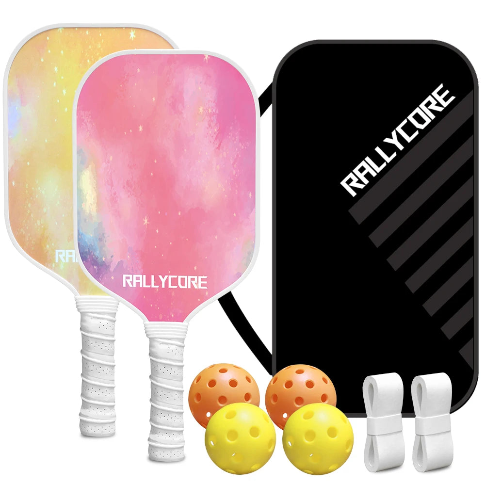 Pickleball Paddles Set of 2 with 4 Balls  Carry Bag  Premium Honeycomb Core Paddles for Indoor  Outdoor Play for Adults andYouth