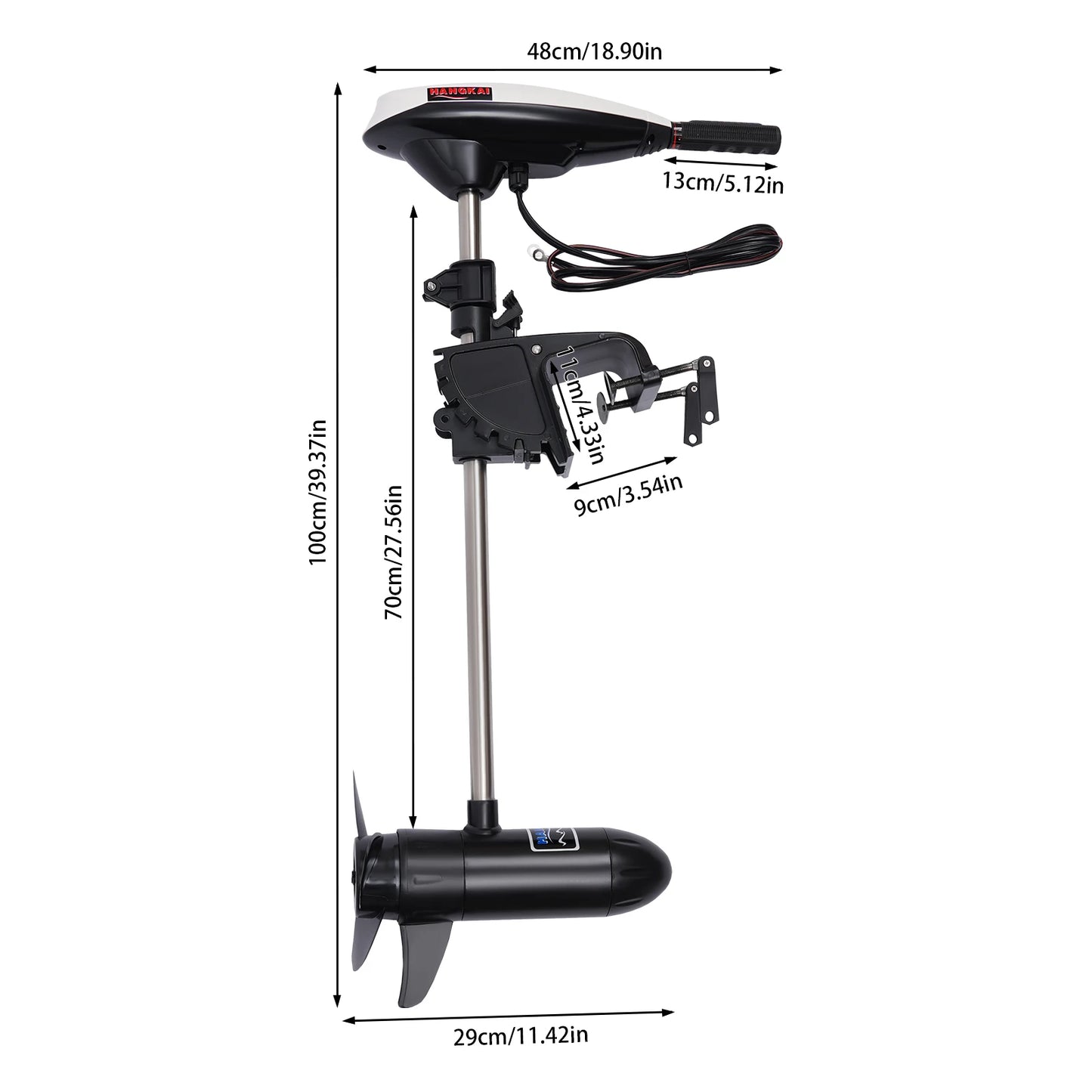 12V Marine Electric Thruster 12V Marine Electric Thruster 552W Brush Motor 5F2R Adjustable for Inflatable Kayak Canoe