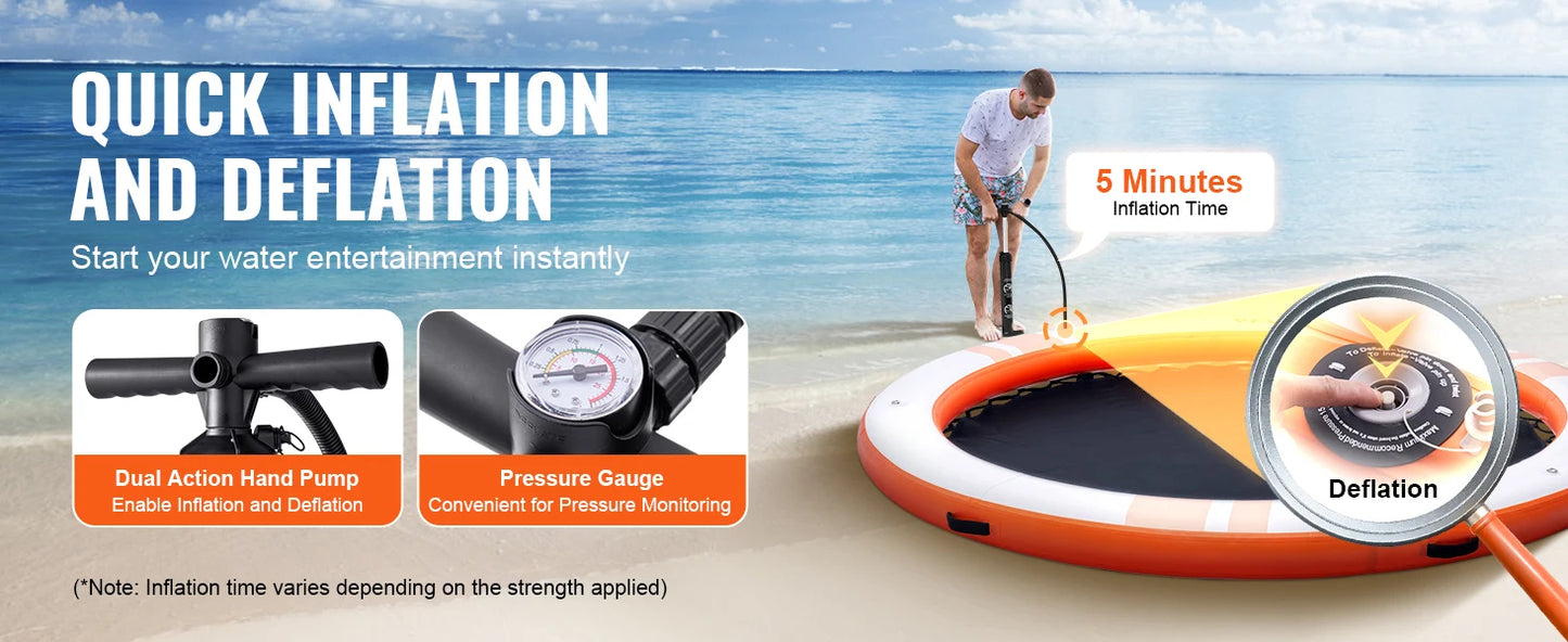 SucceBuy Inflatable Floating Dock 10x8FT Non-Slip Water Detachable Ladder Portable Carrying Bag Floating Platform Island Raft