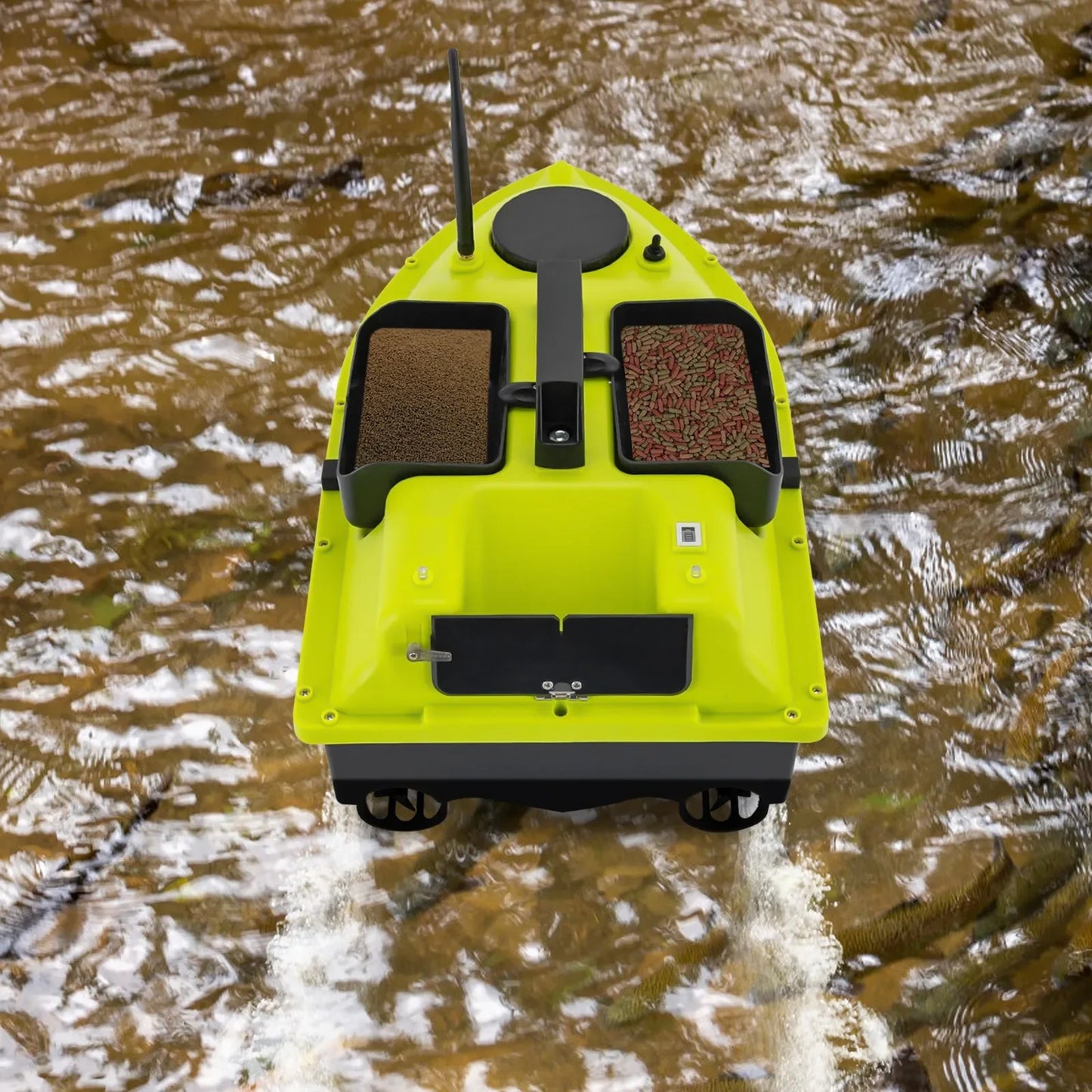 Long-Lasting Remote Control Bait Boat 2*5200mAh Batteries (90min Use) & 1968ft Range, LCD Screen For Easy Operation