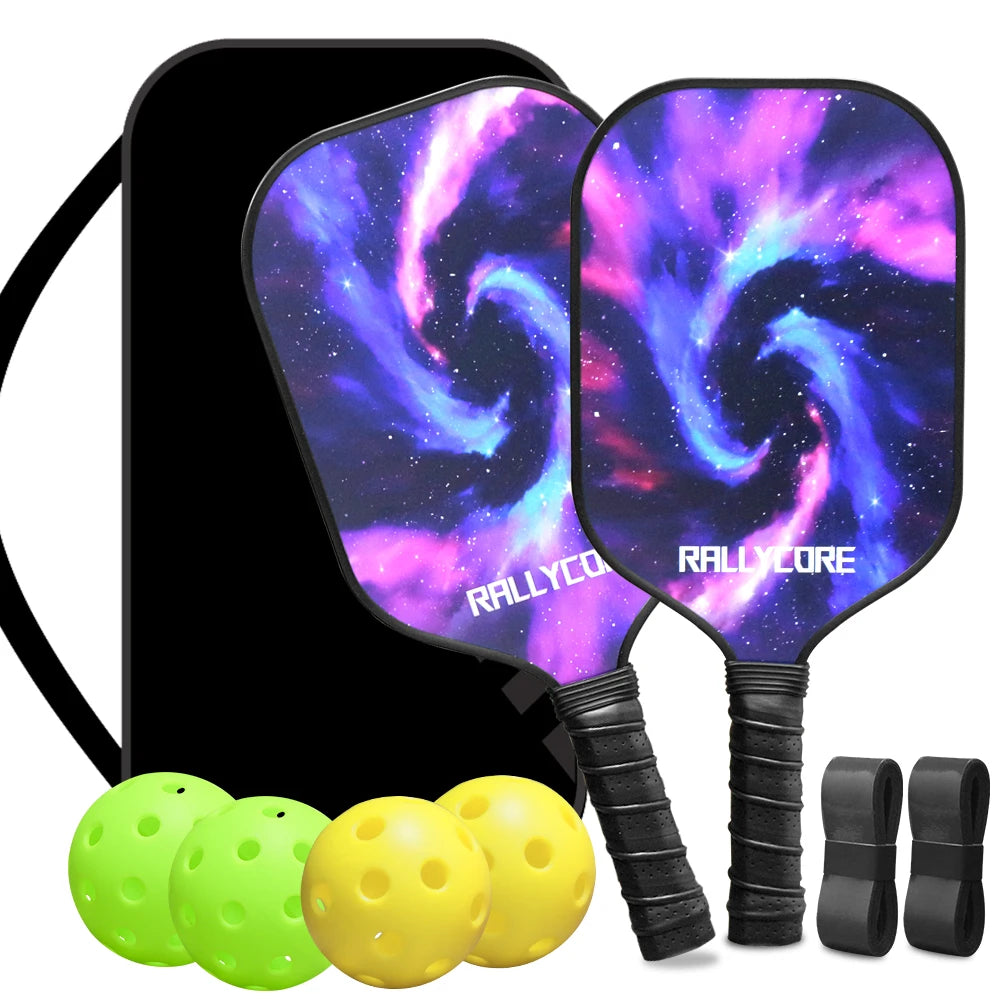 Pickleball Paddles Set of 2 with 4 Balls  Carry Bag  Premium Honeycomb Core Paddles for Indoor  Outdoor Play for Adults andYouth