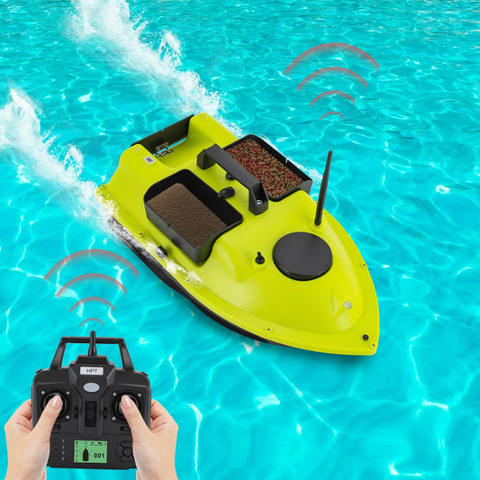 Long-Lasting Remote Control Bait Boat 2*5200mAh Batteries (90min Use) & 1968ft Range, LCD Screen For Easy Operation