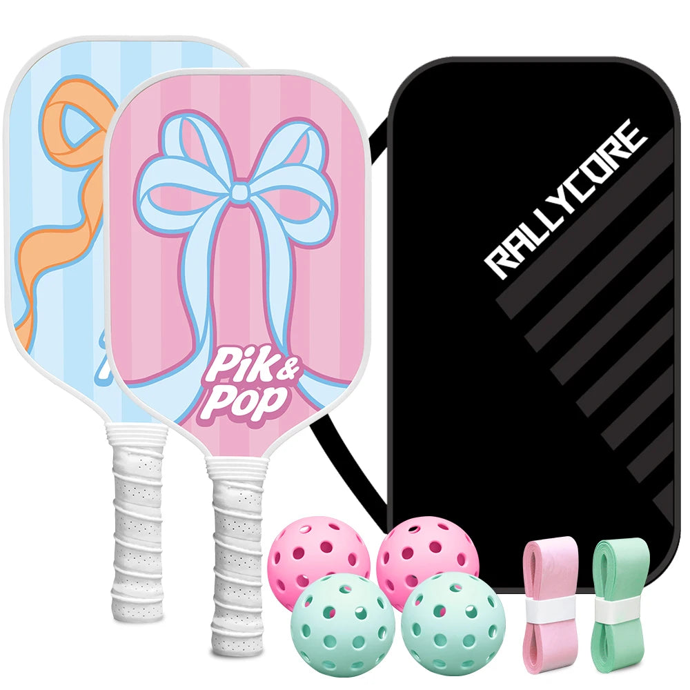 Pickleball Paddles Set of 2 with 4 Balls  Carry Bag  Premium Honeycomb Core Paddles for Indoor  Outdoor Play for Adults andYouth