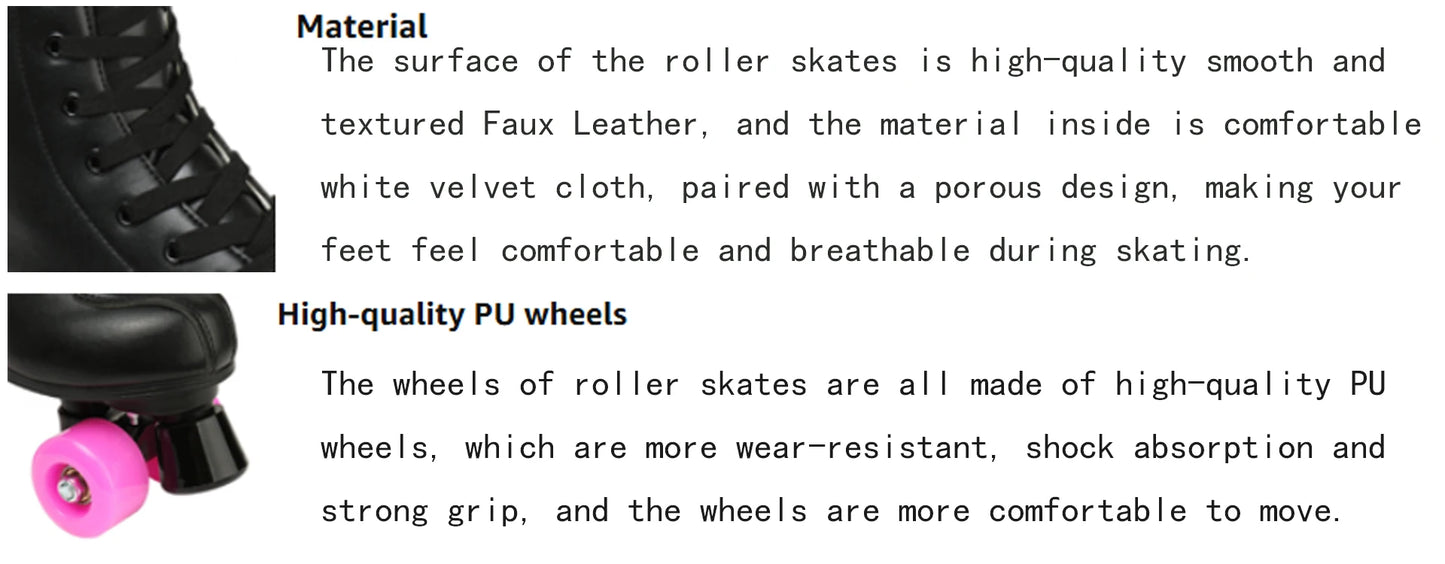 Outdoor Skating Sport Shoes PU Leather Roller Skates Skating Shoes Quad Skates Sneakers Beginner Men Women Roller Skating Shoes
