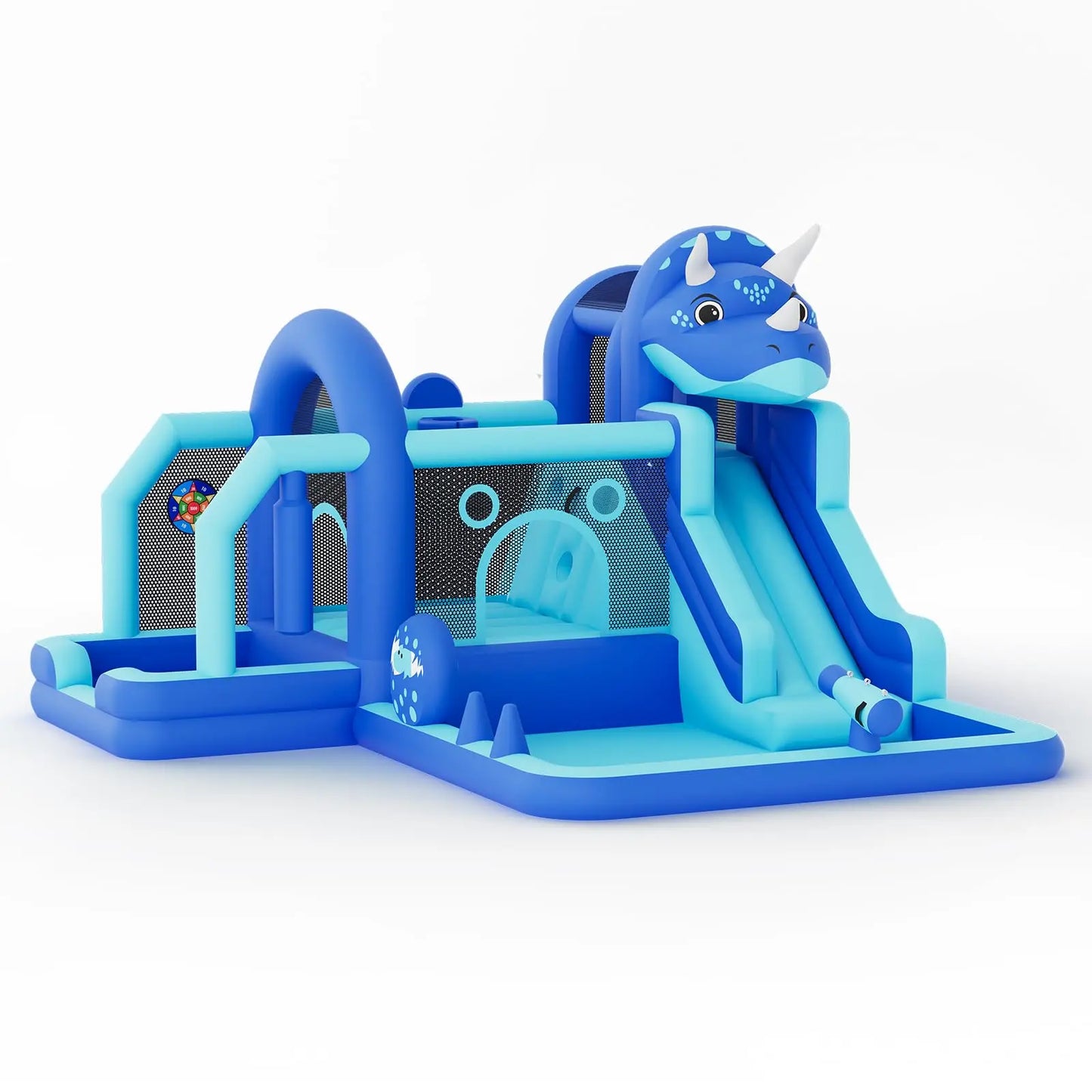 Inflatable Dinosaur Bounce House With Slide & Air Blower Oxford Cloth Jumping Castle For Kids Backyard Indoor Outdoor Family Fun