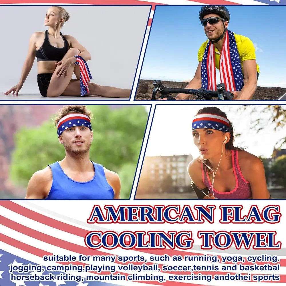 Patriotic Cooling Towel Set, 250th Anniversary, 40 x 12, Red White Blue, Ideal for 4th of July Celebrations