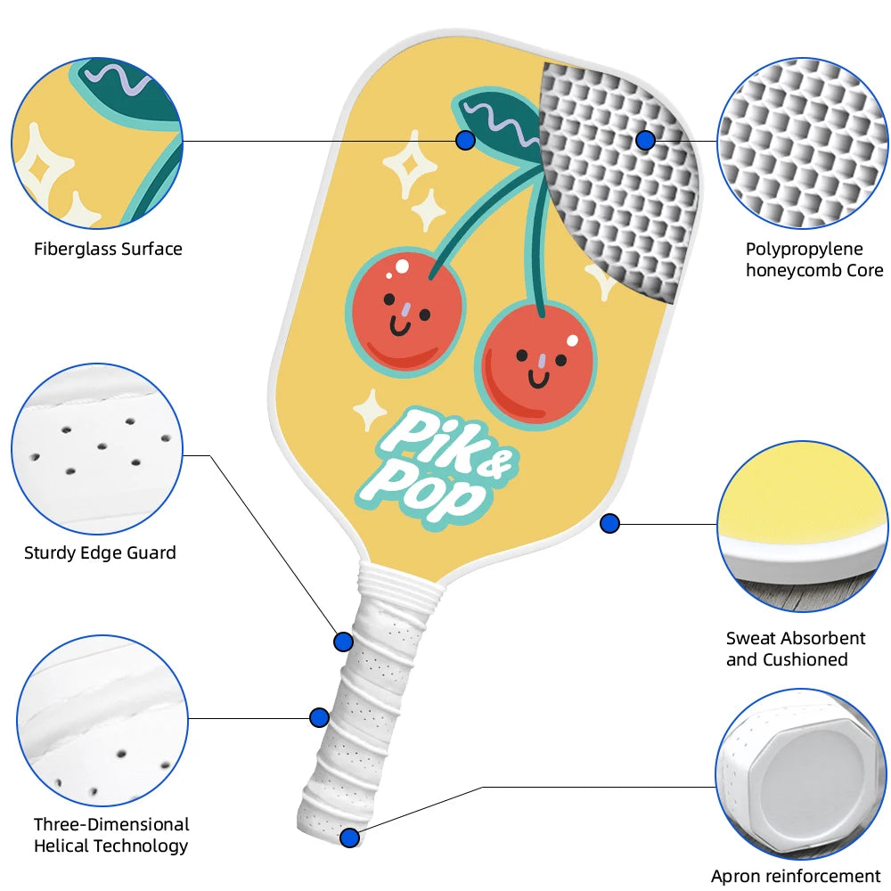 Pickleball Paddles Set of 2 with 4 Balls  Carry Bag  Premium Honeycomb Core Paddles for Indoor  Outdoor Play for Adults andYouth
