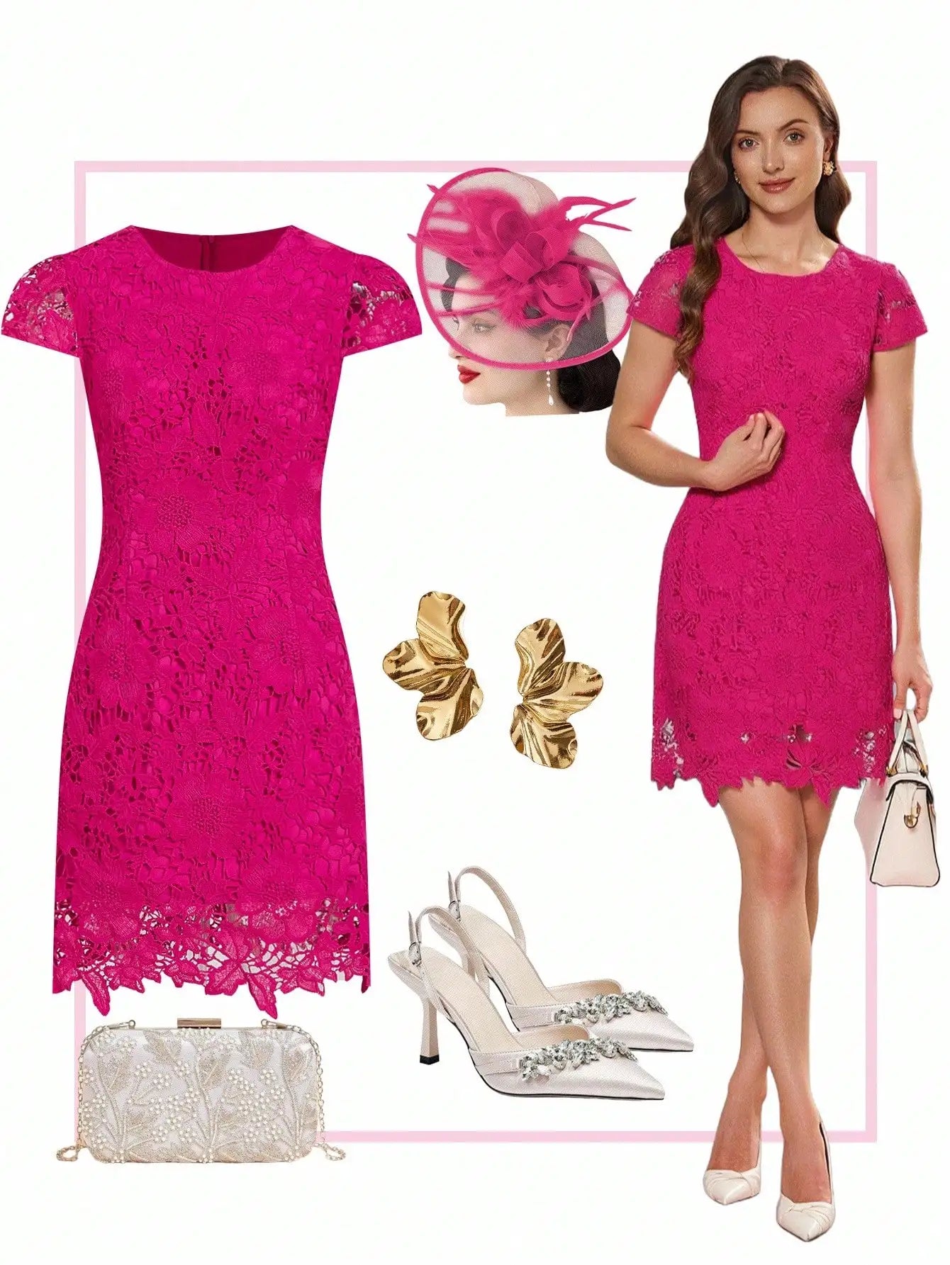Women's Floral Lace Hollow Out Short Dress Summer Elegant Mini Dress