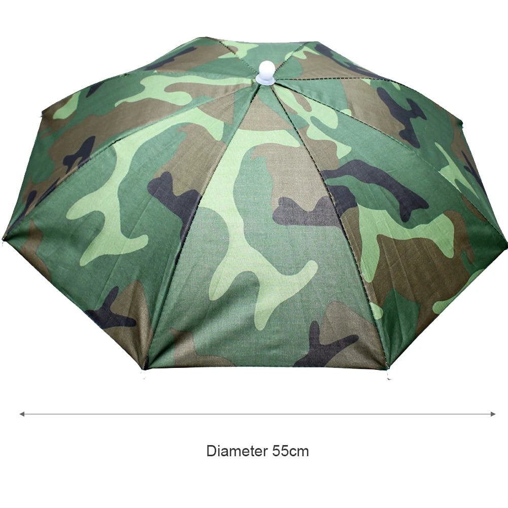 Outdoor Foldable Head Umbrella Hat Headwear Sun Cap Rainproof Anti-Sun Fishing Golf Cycling Hiking Camping Shade Umbrella Hat