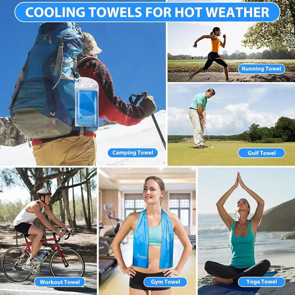 4-Pack 40 x 12 Cooling Towels for Hot Weather, Breathable Chilly Pads for Sports, Yoga, Gym, and Outdoor Activities
