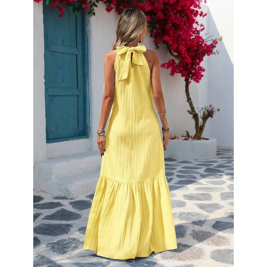 【New style】Plain Woven Ruffle Loose Ruffle Hem Dress For Women, Summer Clothes, Valentine Day, Vacation Outfits Woman, Beach Ou