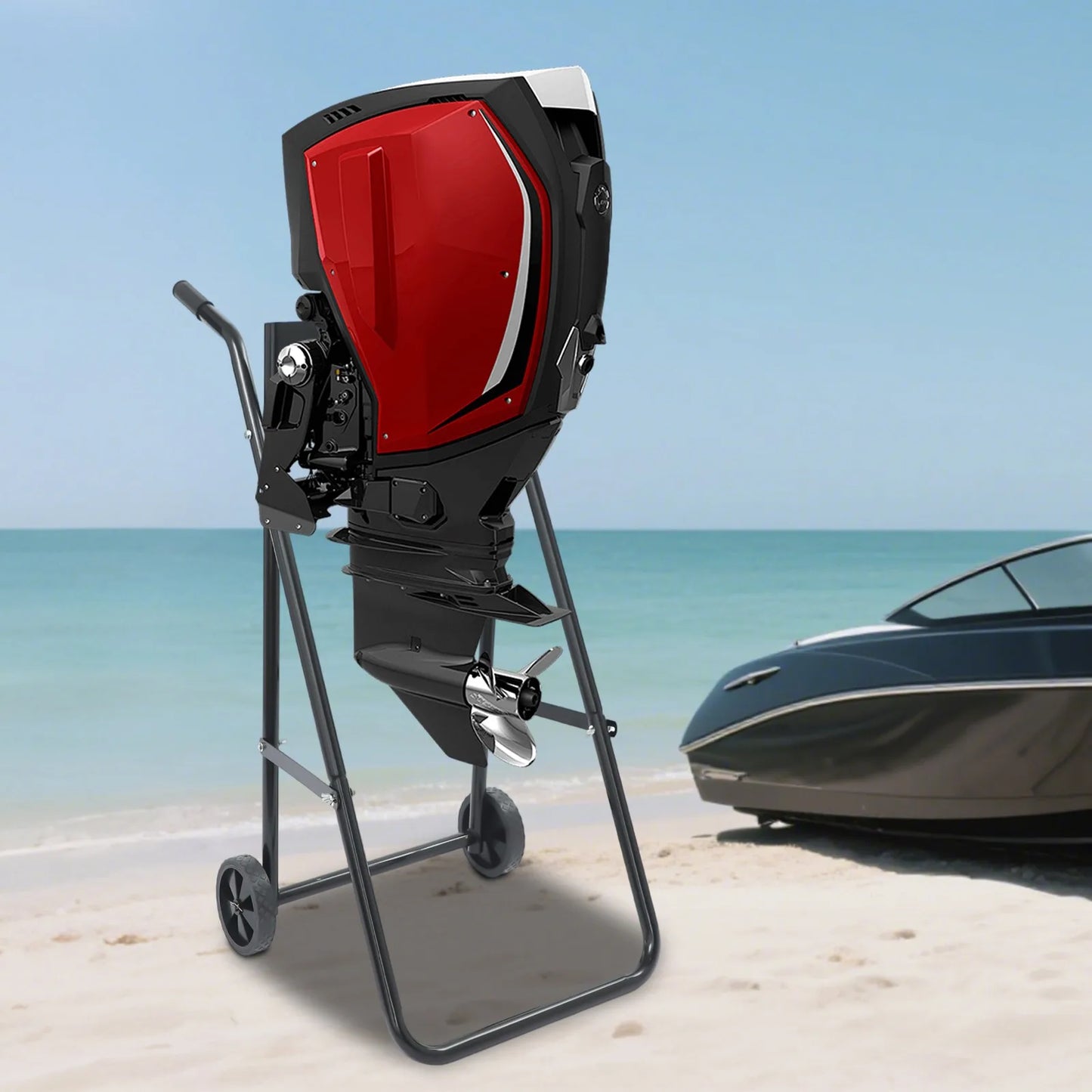 40kg Foldable Outboard Boat Motor Cart,Steel Outboard Boat Motor Stand, Heavy Duty Boat Motor Trolley,Multi Purposed Motor Stand