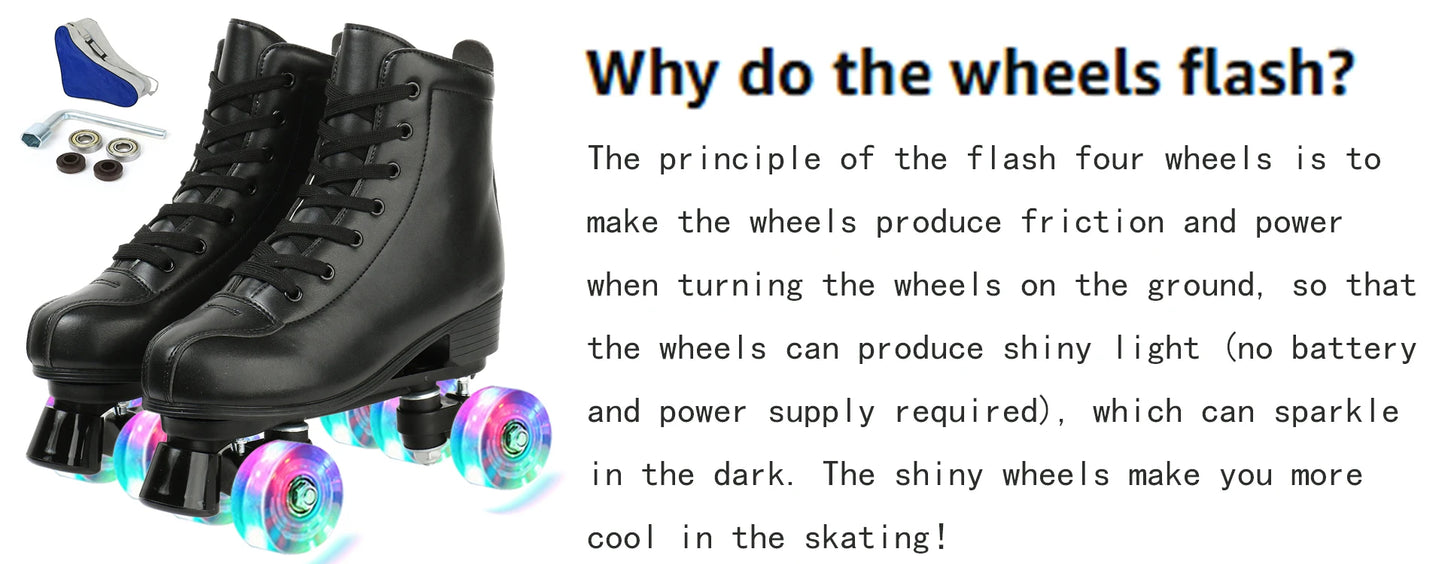 Outdoor Skating Sport Shoes PU Leather Roller Skates Skating Shoes Quad Skates Sneakers Beginner Men Women Roller Skating Shoes