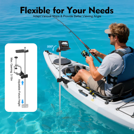 Portable Transducer Mount Universal 360° Adjustable Rotating Fish Finder Mount Transducer Pole Mount for Boat Canoe Kayak
