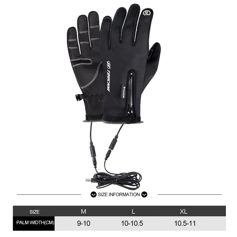 USB Touch Screen Gloves Electric Heated Hand Warmer Winter Warm Heated Motorcycle Gloves for Cycling Running Driving Hiking Walk