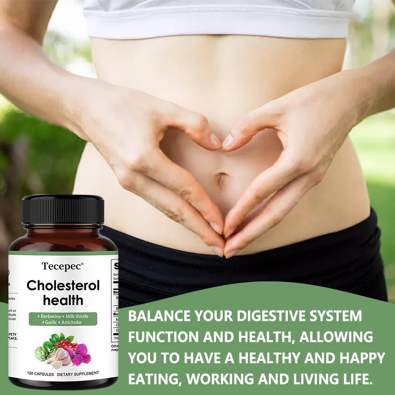 Cholesterol Support Supplement - Contains berberine, artichoke to support healthy cholesterol levels and natural heart health