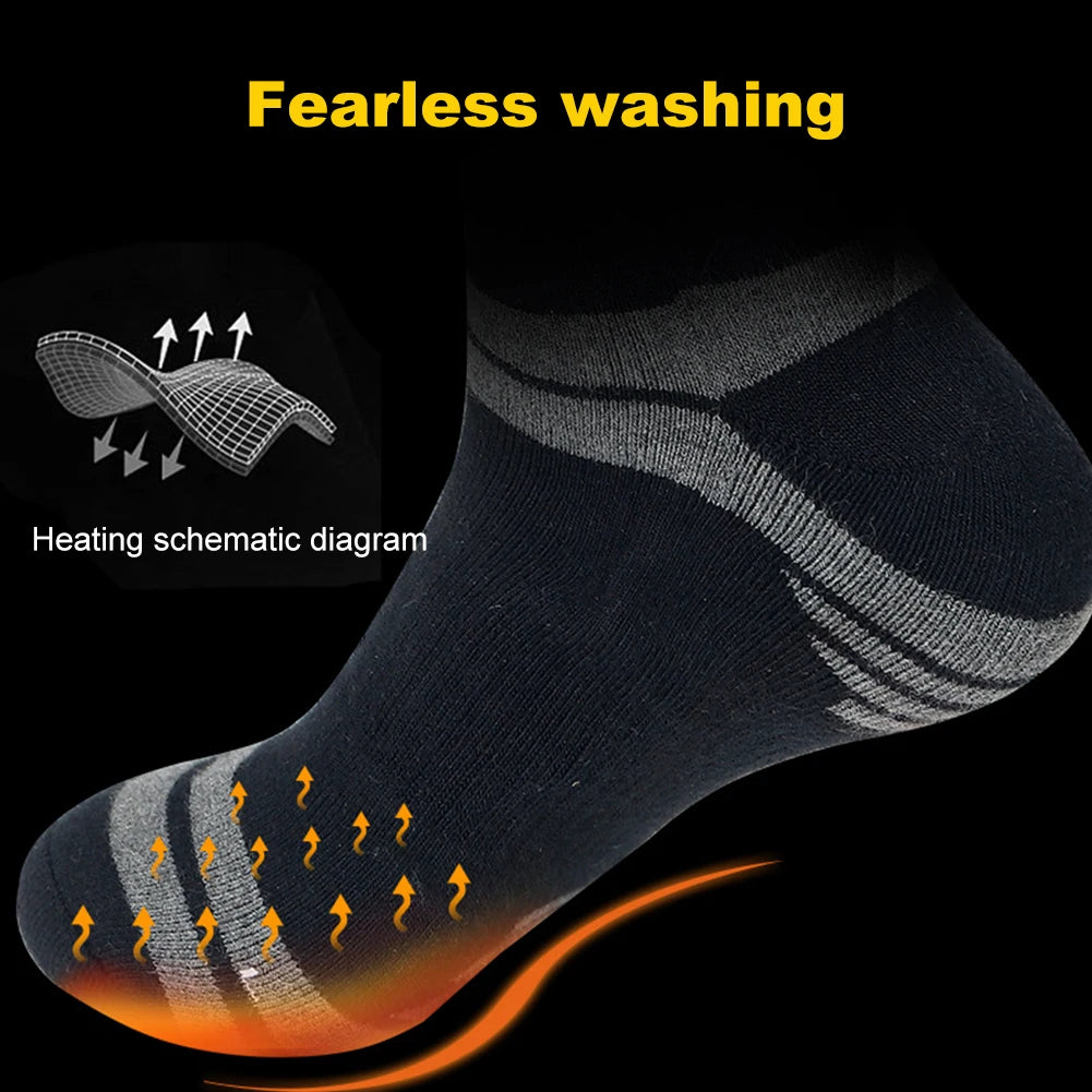 Unisex Electric Heated Socks Washable Rechargeable Heated Socks Cozy Thickened for Outdoor Sports Skiing(not include battery)