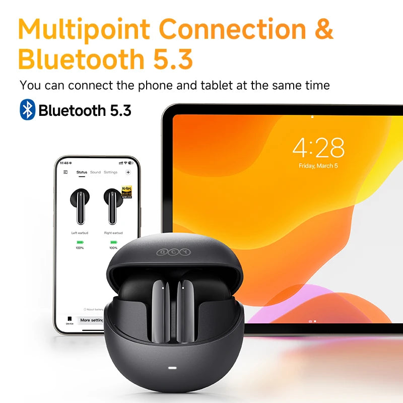 QCY HT10 AilyBuds Pro+ ANC Wireless Earphone Al Audio Hi-res with LDAC Bluetooth 5.3 Earbuds Adaptive ANC Multipoint Connection