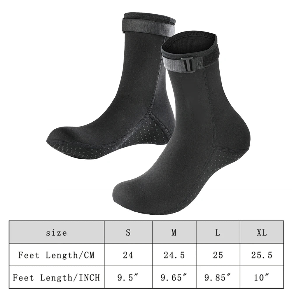 3mm Diving Surfing Boots Winter Warm Unisex Thermal Beach Sock Anti Slip Neoprene Wearable Portable Lightweight for Water Sport