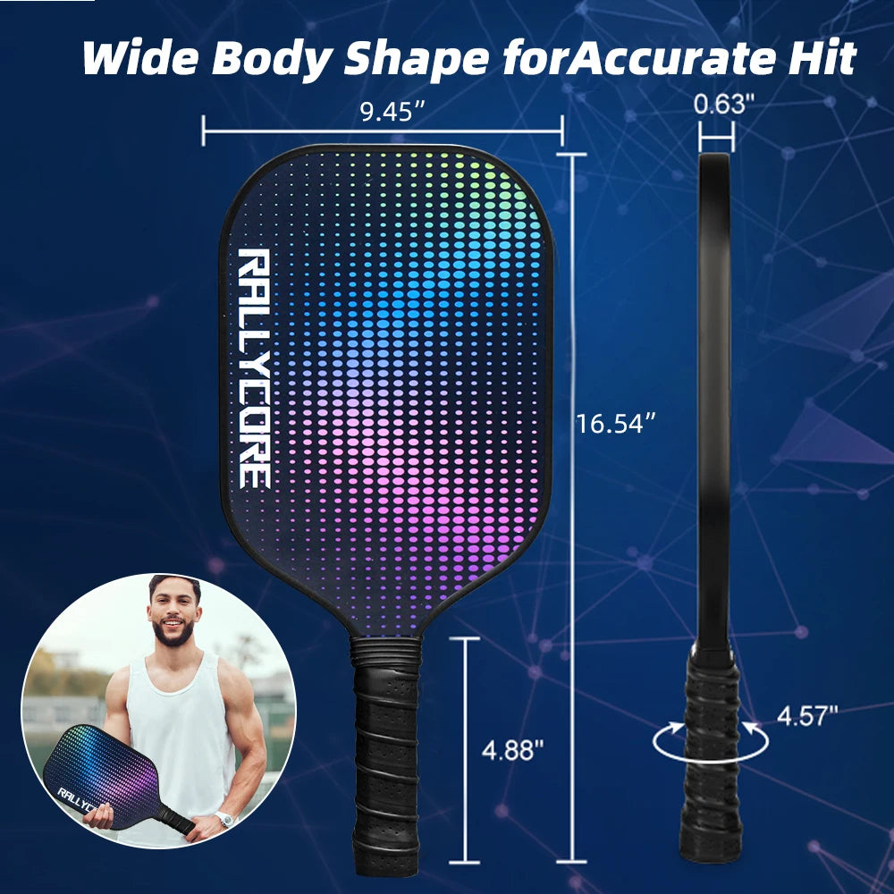 Pickleball Paddles Set of 2  Fiber Glass Pickleball Paddle Friction Surface Pickleball Rackets Set for Men Women