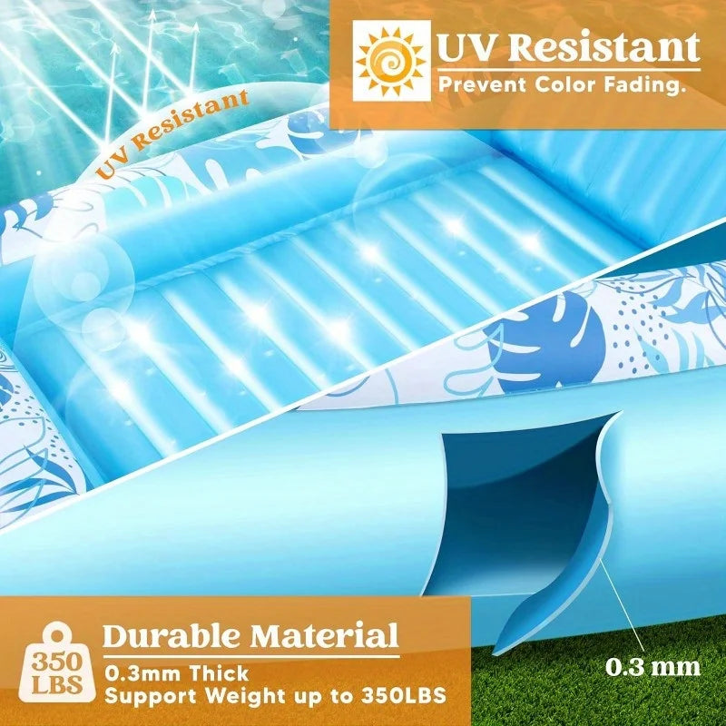 Joyfy 4 in 1 Suntan Tub Raft Floatie Inflatable Tanning Pool Lounger Float Sunbathing Bed Lounge for Water Summer Party Gifts