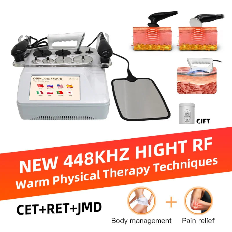 Portable 448k INDIBA CET RET RF Physical Therapy Relieve Pain Deep Warm 12CM  Lose Weight  Lifts Firming Skin Slimming Shapping
