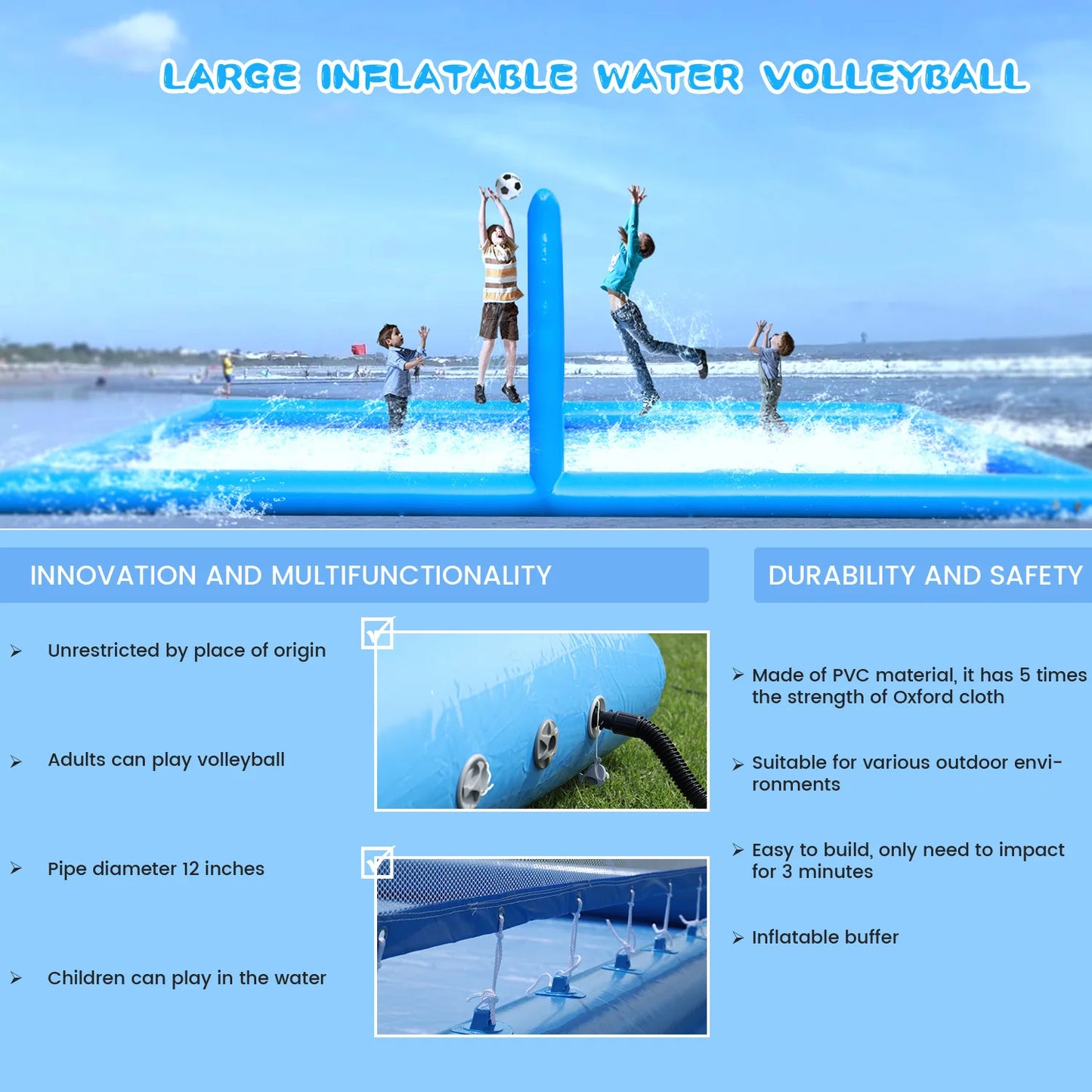 33ft Inflatable Volleyball Court Outdoor Water Volleyball Pool For Sports Game Commercial children's playground