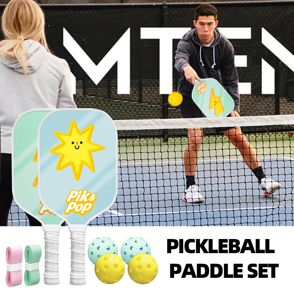 Pickleball Paddles Set of 2 with 4 Balls  Carry Bag  Premium Honeycomb Core Paddles for Indoor  Outdoor Play for Adults andYouth