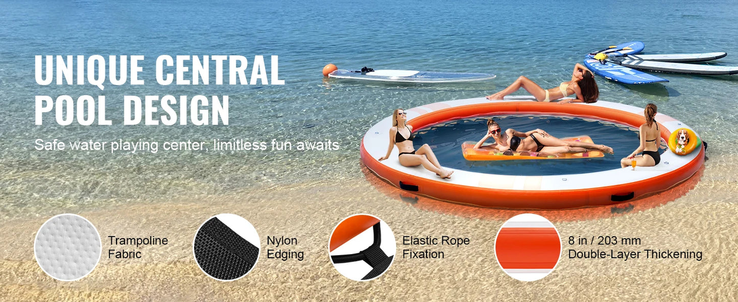 SucceBuy Inflatable Floating Dock 10x8FT Non-Slip Water Detachable Ladder Portable Carrying Bag Floating Platform Island Raft
