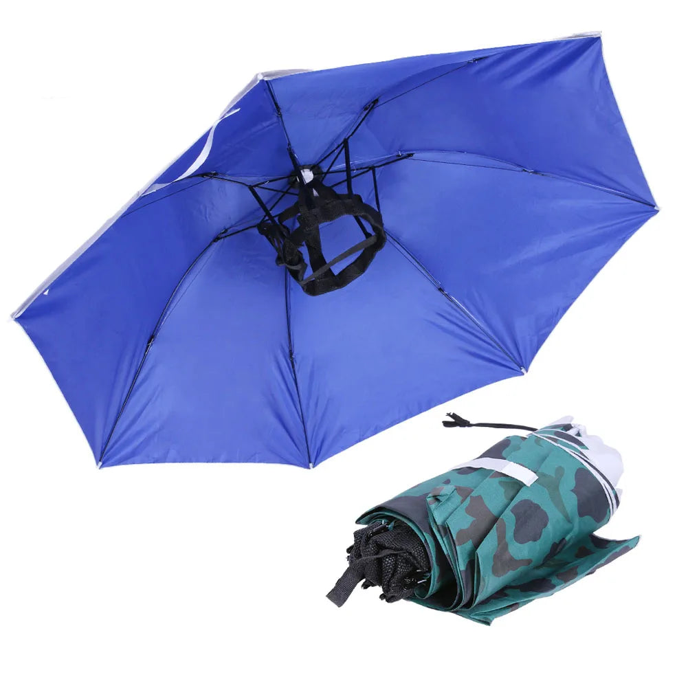Outdoor Foldable Head Umbrella Hat Headwear Sun Cap Rainproof Anti-Sun Fishing Golf Cycling Hiking Camping Shade Umbrella Hat