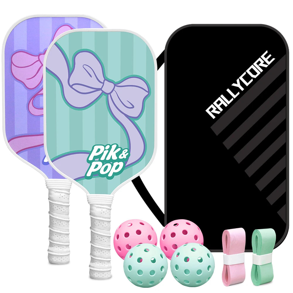 Pickleball Paddles Set of 2 with 4 Balls  Carry Bag  Premium Honeycomb Core Paddles for Indoor  Outdoor Play for Adults andYouth