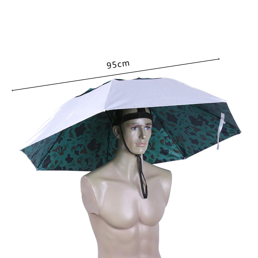 Outdoor Foldable Head Umbrella Hat Headwear Sun Cap Rainproof Anti-Sun Fishing Golf Cycling Hiking Camping Shade Umbrella Hat