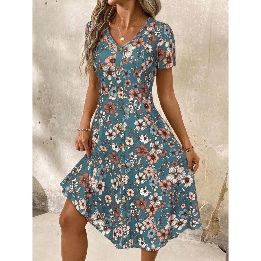 【New style】 Clasi V-Neck Button Red Polka Dot Waist Cinched Women Dress, Spring Clothes, Valentine Day Dress, Casual Dresses Fo