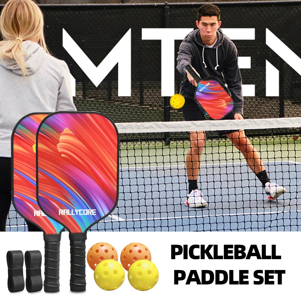 Pickleball Paddles Set of 2 with 4 Balls  Carry Bag  Premium Honeycomb Core Paddles for Indoor  Outdoor Play for Adults andYouth