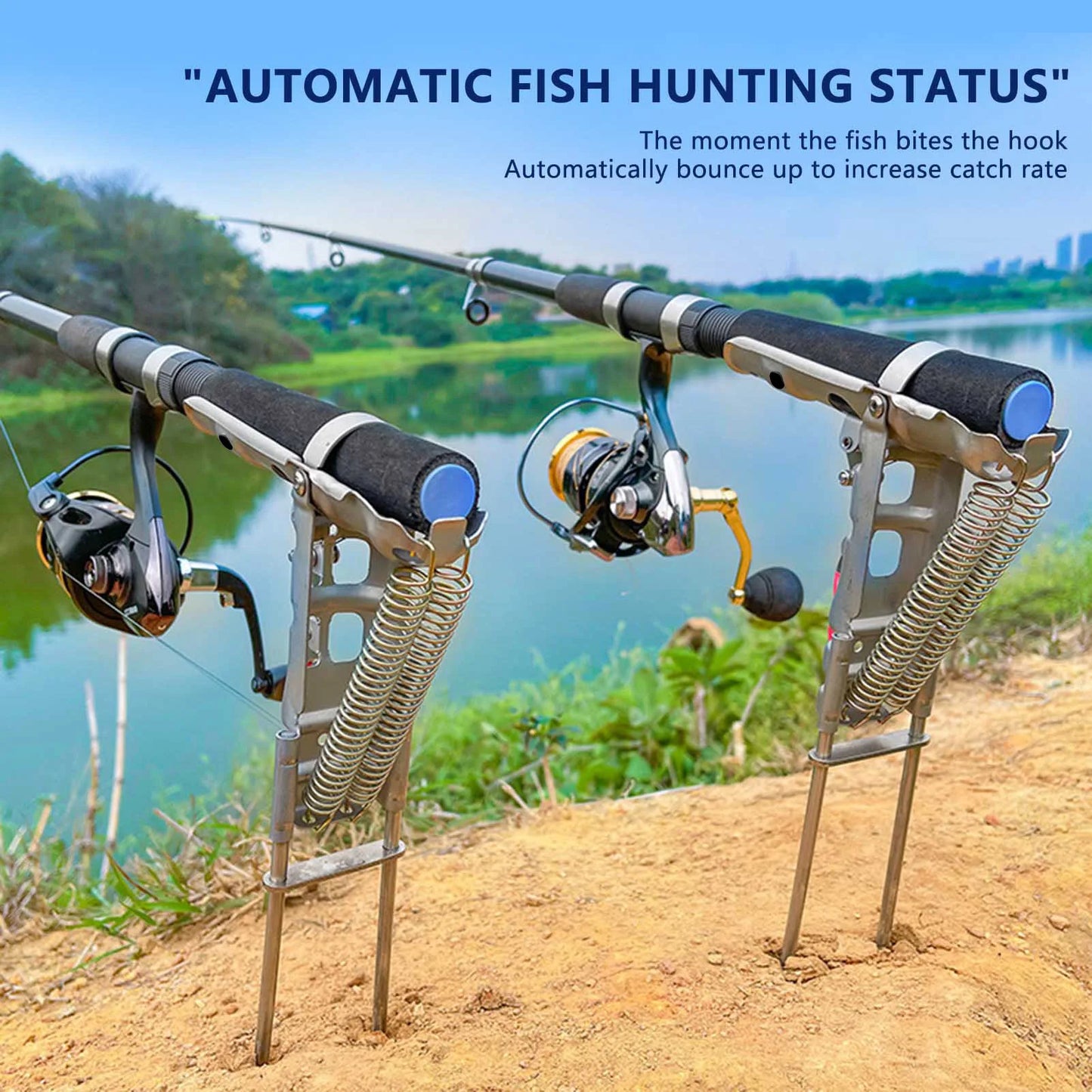 1-5pcs Automatic Fishing Rod bracket holders Stainless Steel pole stand Support double spring rest Brackets Fishing Accessories