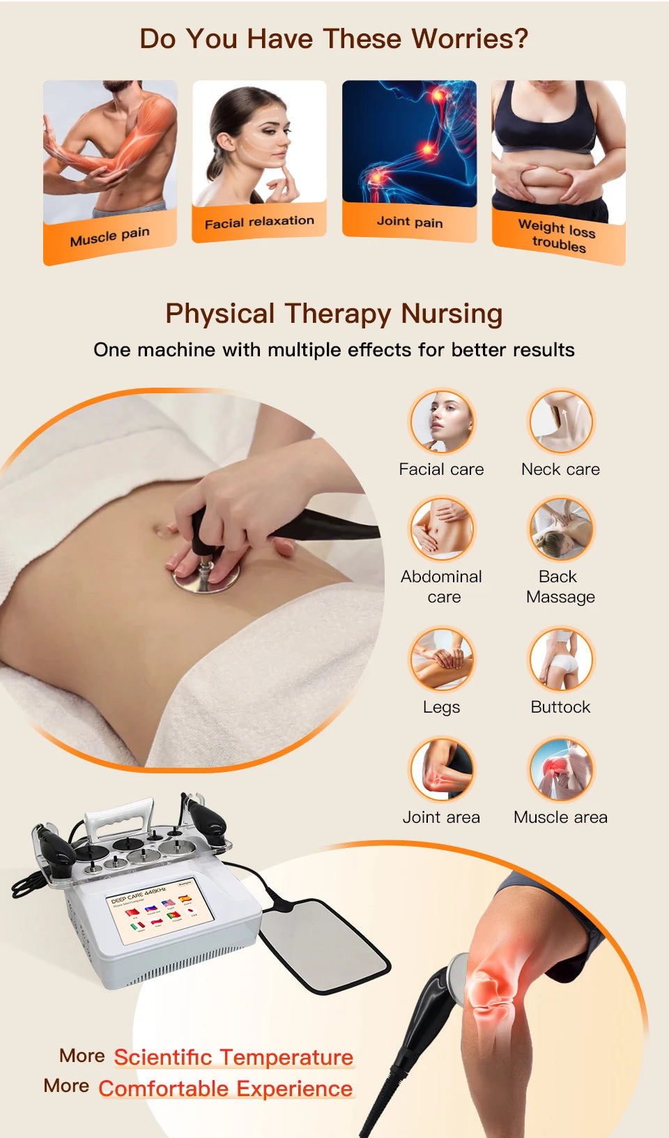 Portable 448k INDIBA CET RET RF Physical Therapy Relieve Pain Deep Warm 12CM  Lose Weight  Lifts Firming Skin Slimming Shapping