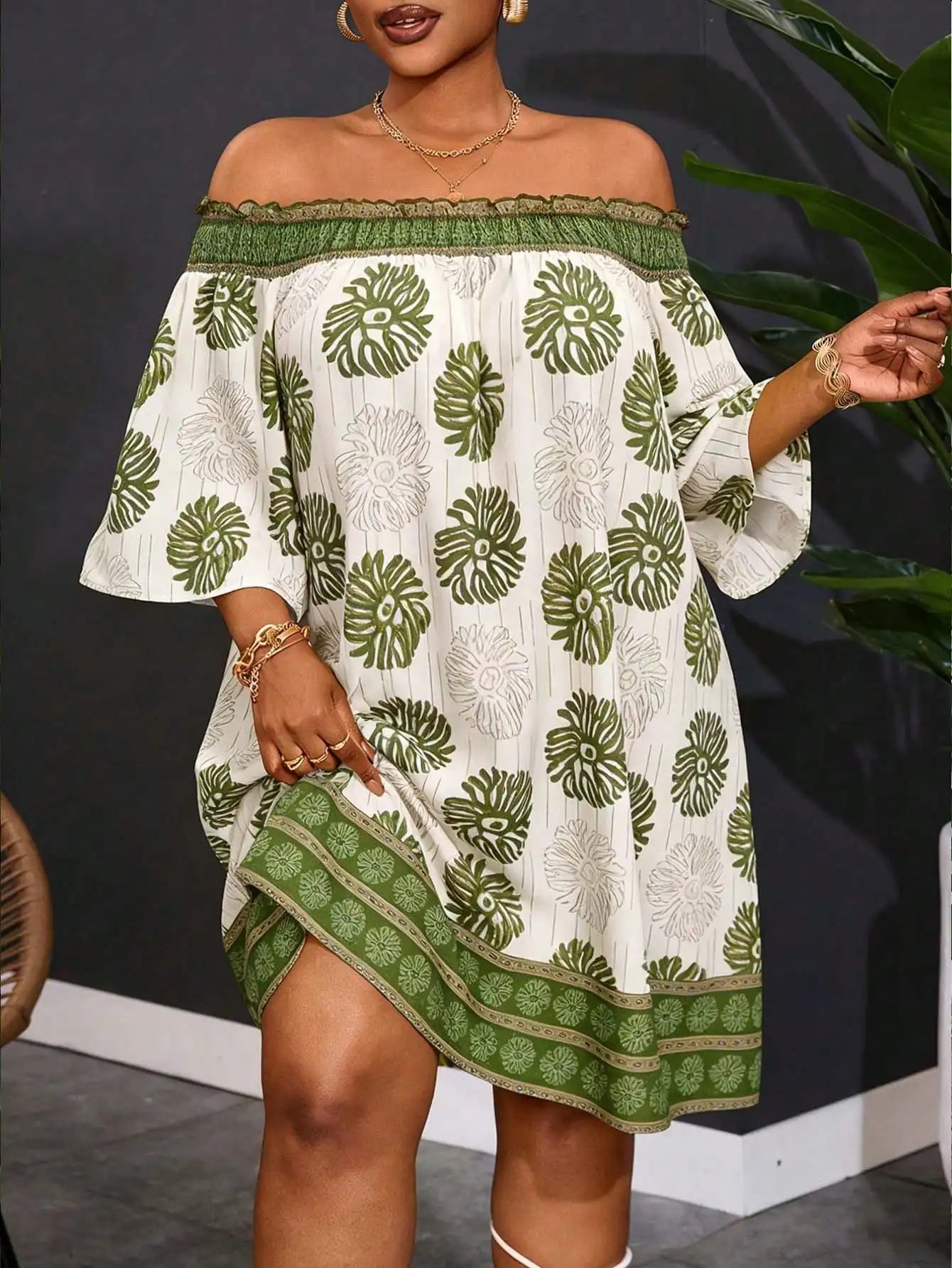 Off Shoulder Orange A-Line Dress For Women Summer Casual Vacation Outfit