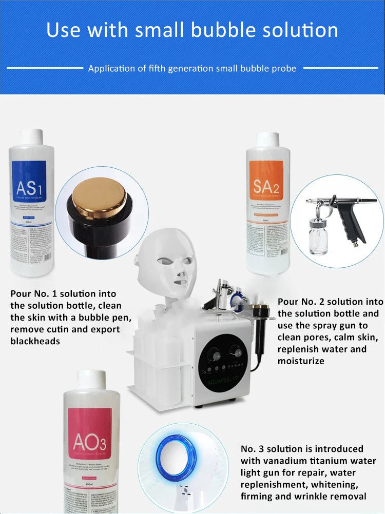 3pcs/Lot 1200ML Hydra Liquid Face Serum Facial Aqua Peel Solution AS1 SA2 AO3 For Beauty Machine SkinCare Deep Cleaning