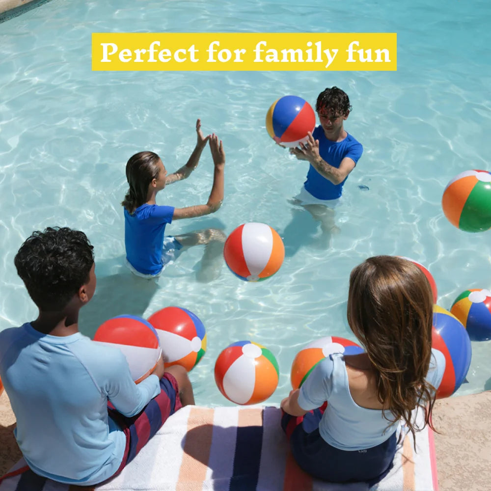 JOYFY Rainbow Beach Balls(12 Pack) Inflatable Swimming Pool Toys for Summer Water Games Kids Birthday Party Supplies Combo Set