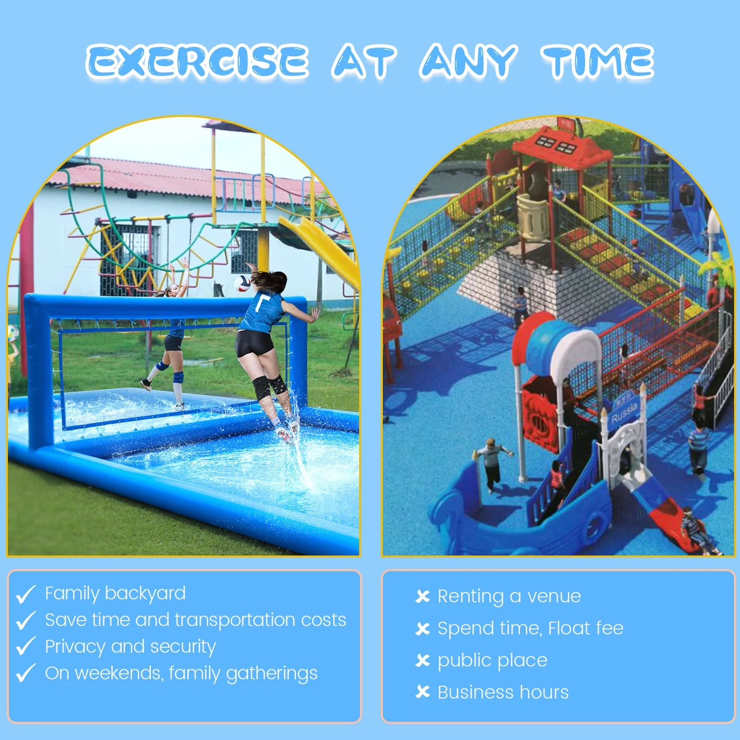 33ft Inflatable Volleyball Court Outdoor Water Volleyball Pool For Sports Game Commercial children's playground