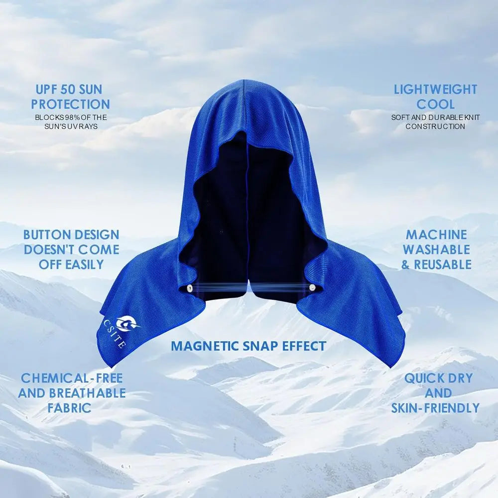 2-Pack Cooling Hoodie Towels, UPF 50 Sun Protection, Ideal for Hot Weather, Sports, Camping, and Cycling
